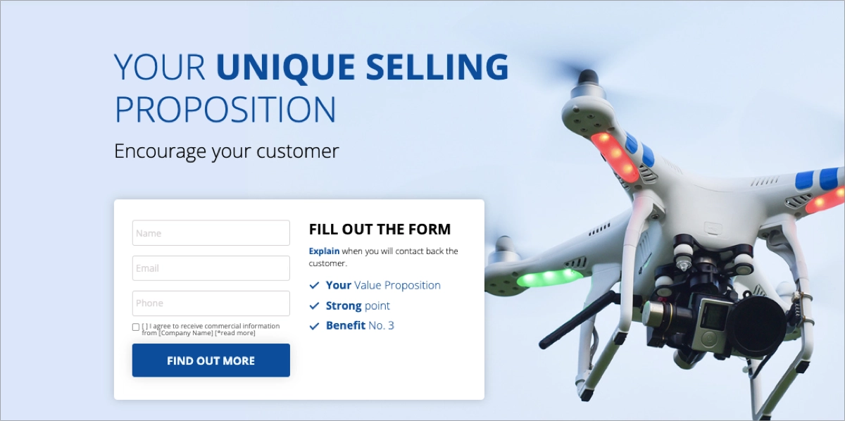 Umstellungsseite f&uuml;r Startup - Vorlage