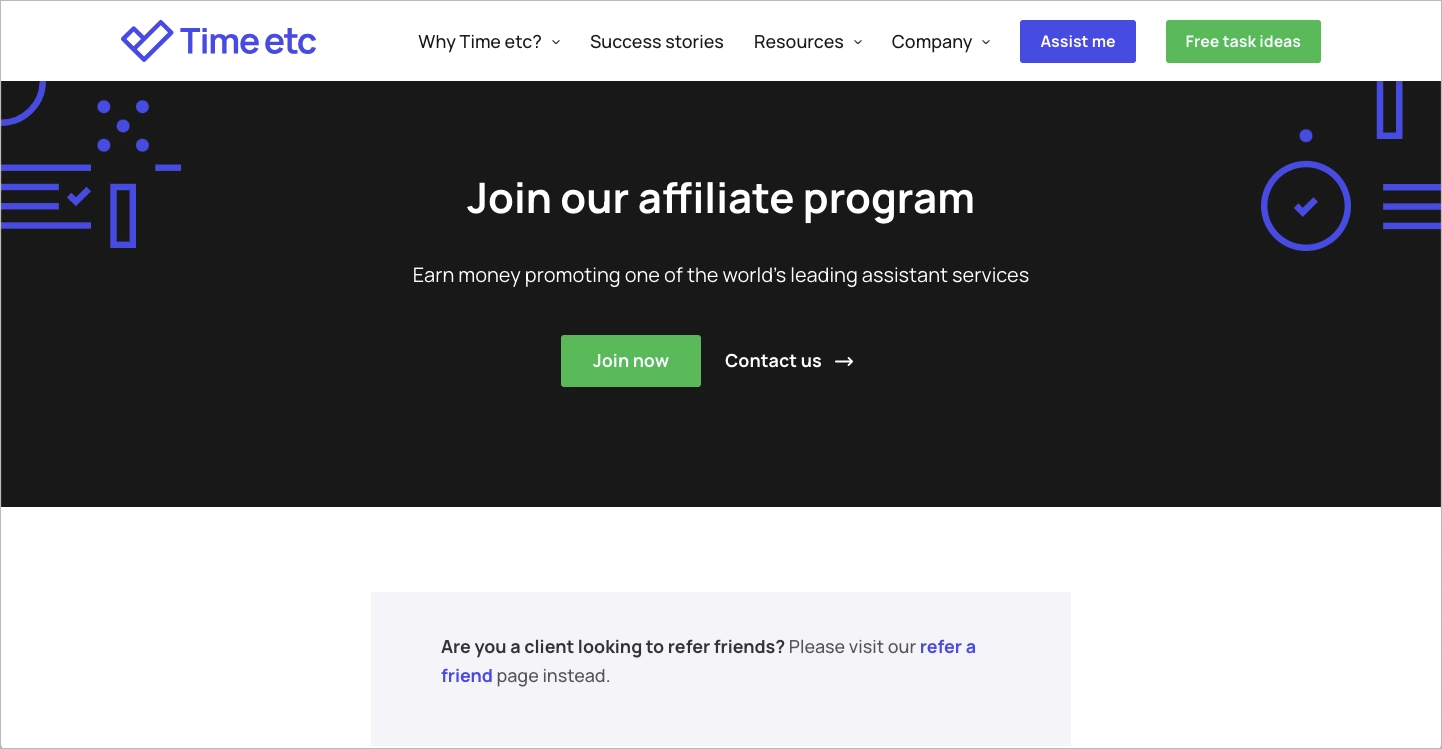 Affiliato click-through landing page