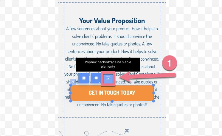 Jeżeli w widoku mobilnym jeden z element&oacute;w zachodzi na inny element, skorzystaj z opcji Popraw nachodzące na siebie elementy