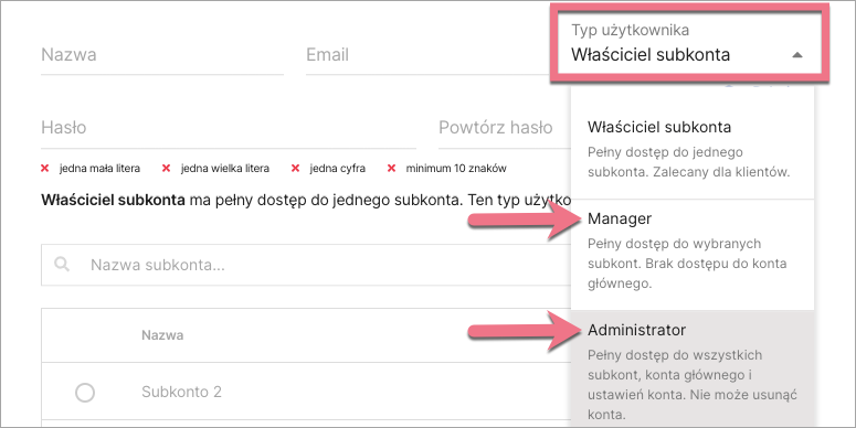 manager administrator landingi