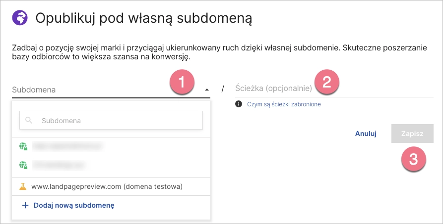 Publikowanie landing page'a pod własną&nbsp;domeną