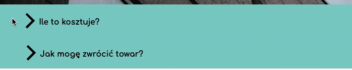 sekcja rozwijana na landing page