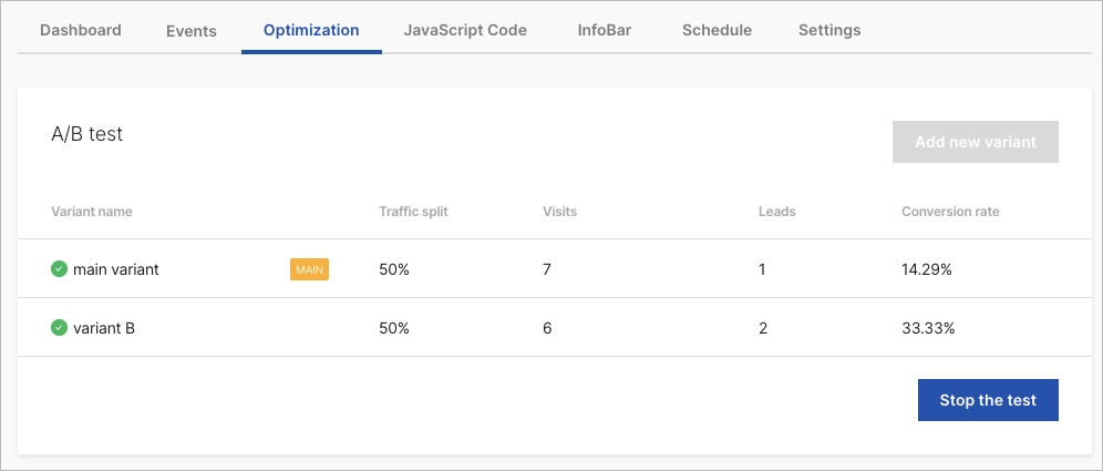Vista della piattaforma Landingi