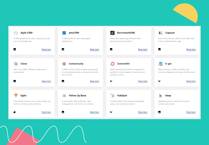 Integra&ccedil;&otilde;es de aplicativos externos do construtor de landing pages