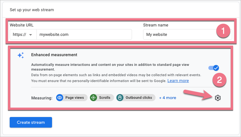GA4 set up for landing page