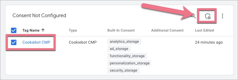 Adjusting Cookiebot settings in GTM