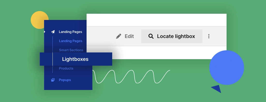 how to locate lightbox on landing page in creator