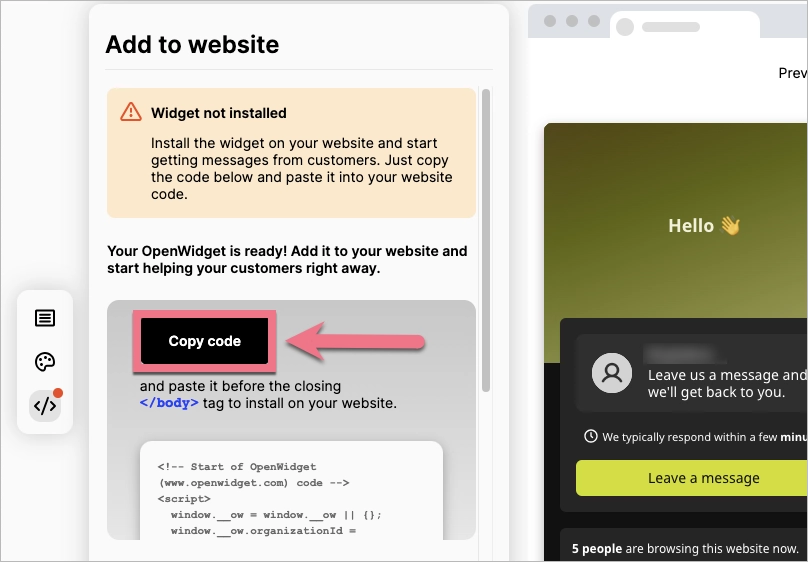Copying code from OpenWidget