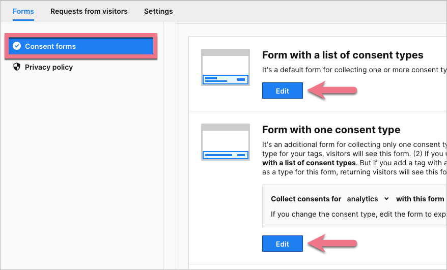 Piwik PRO consent forms