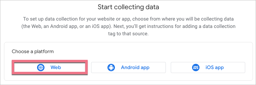 Set up a data stream for web in GA4