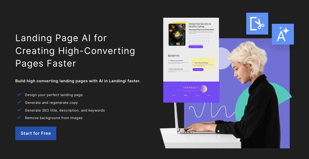 Preview of AI-powered solutions in Landingi