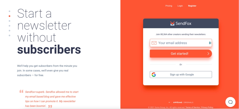 fixed call to action independent of user scrolls up and down, attracting visitor's attention