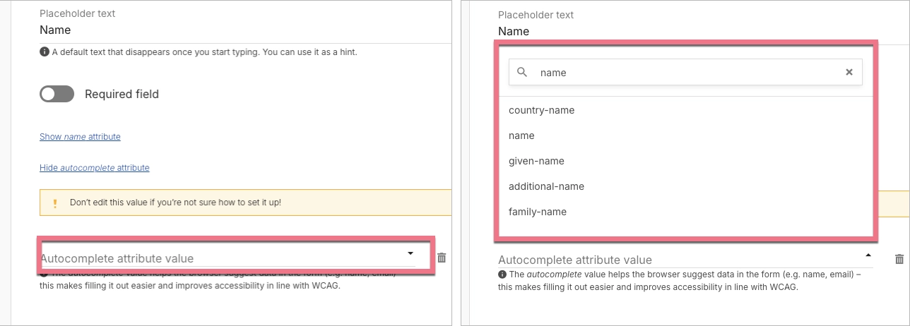 Enabling autocomplete option