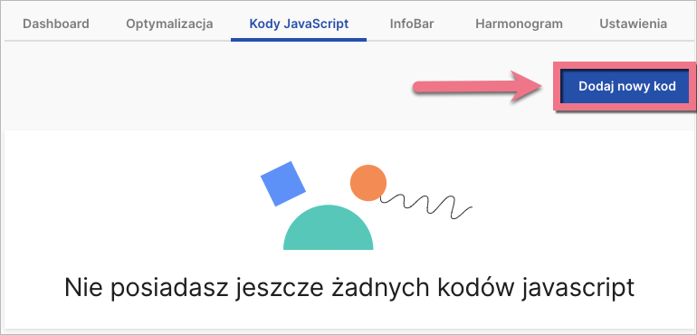 dodaj nowy kod javascript w Landingi