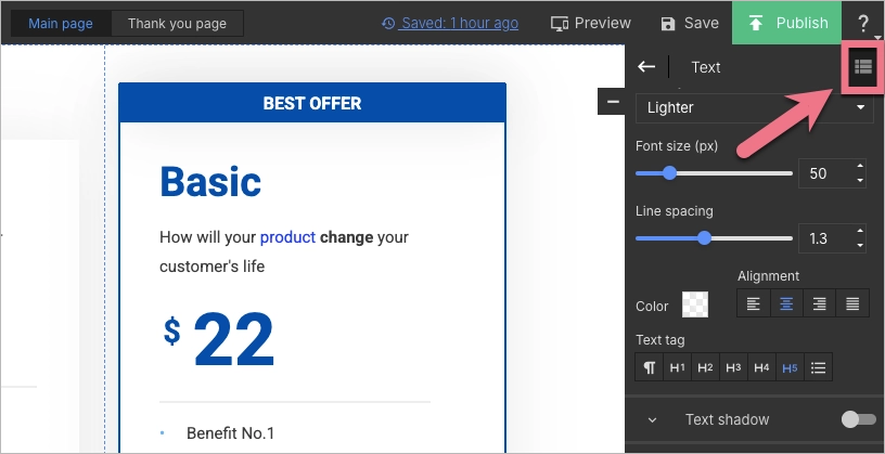 Elements list button