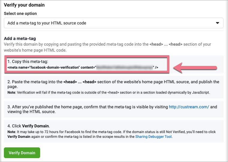 copy facebook meta tag