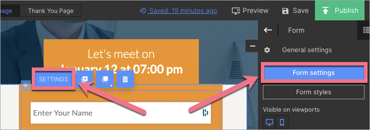 form settings landingi