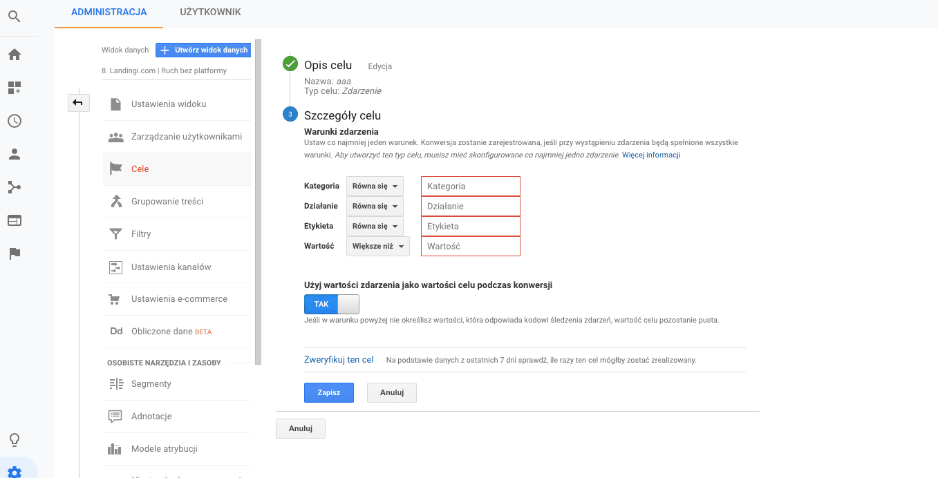 Google Analytics zdarzenie