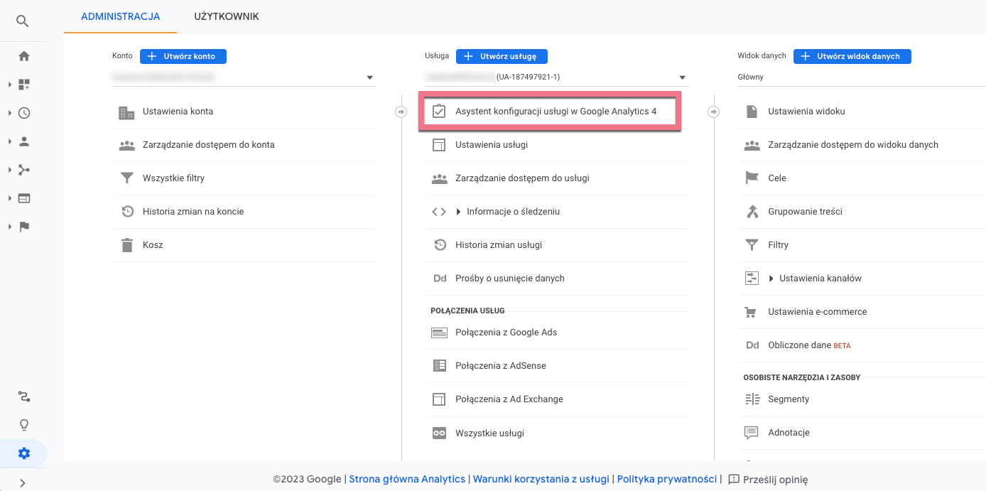 Wybierz Asystenta konfiguracji usługi