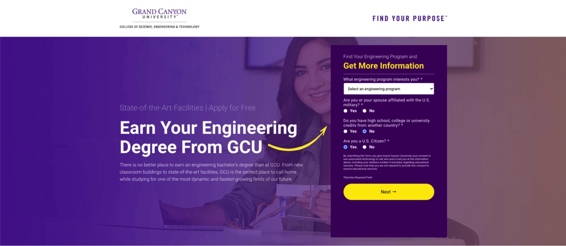 Landing Page da GCU &ndash; formul&aacute;rio em primeiro lugar