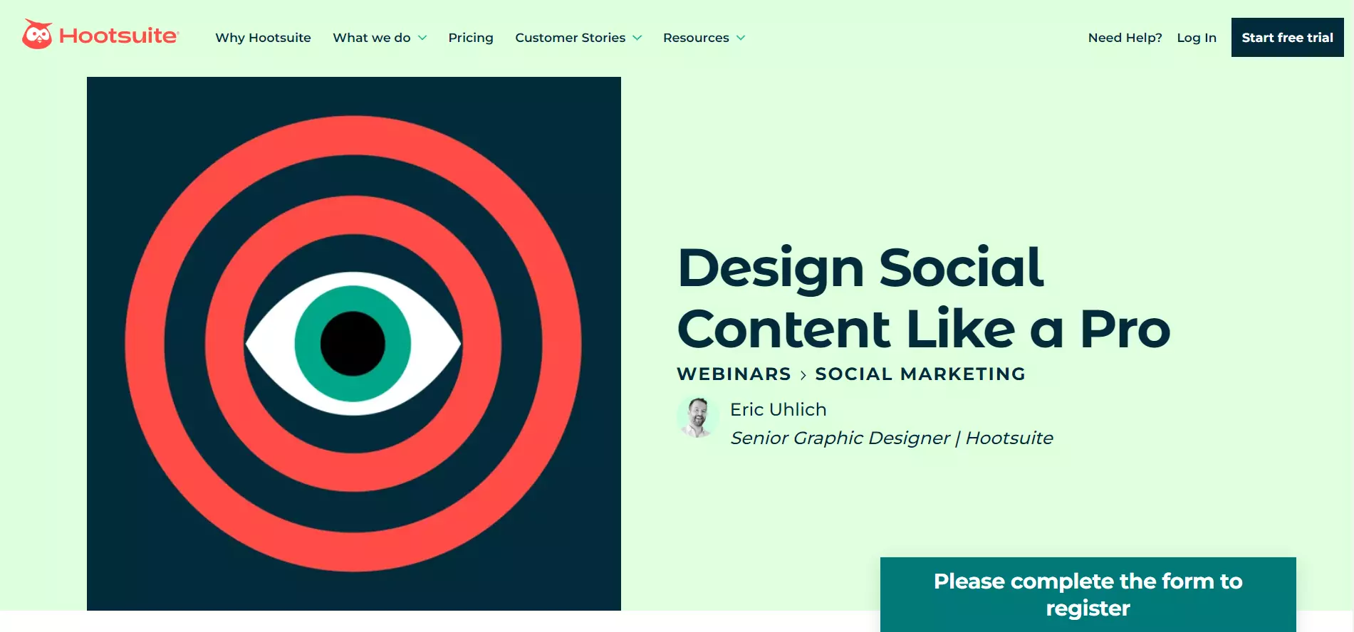 registro de webinar landing page by hootsuite