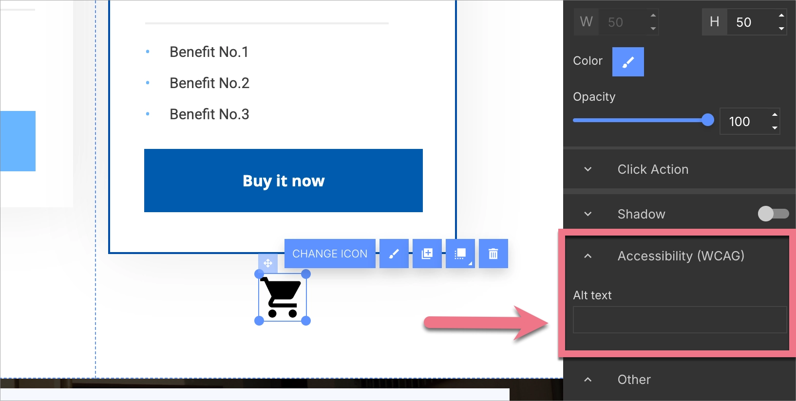Adding ALT for icons