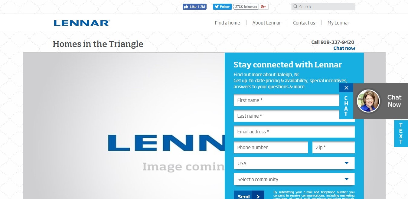 Landing page dla nieruchomości Lennar