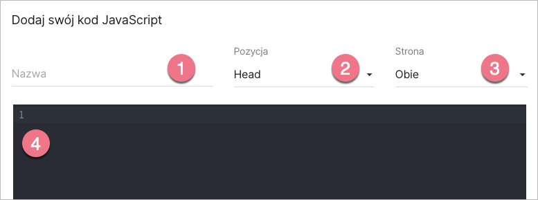 Dodawanie nowego kodu javascript do landing page'a