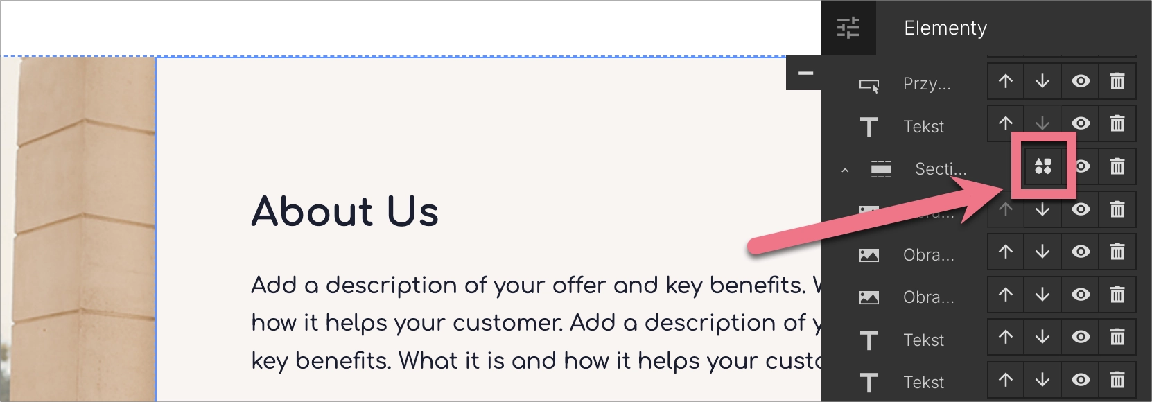 Ikona automatycznego sortowania element&oacute;w