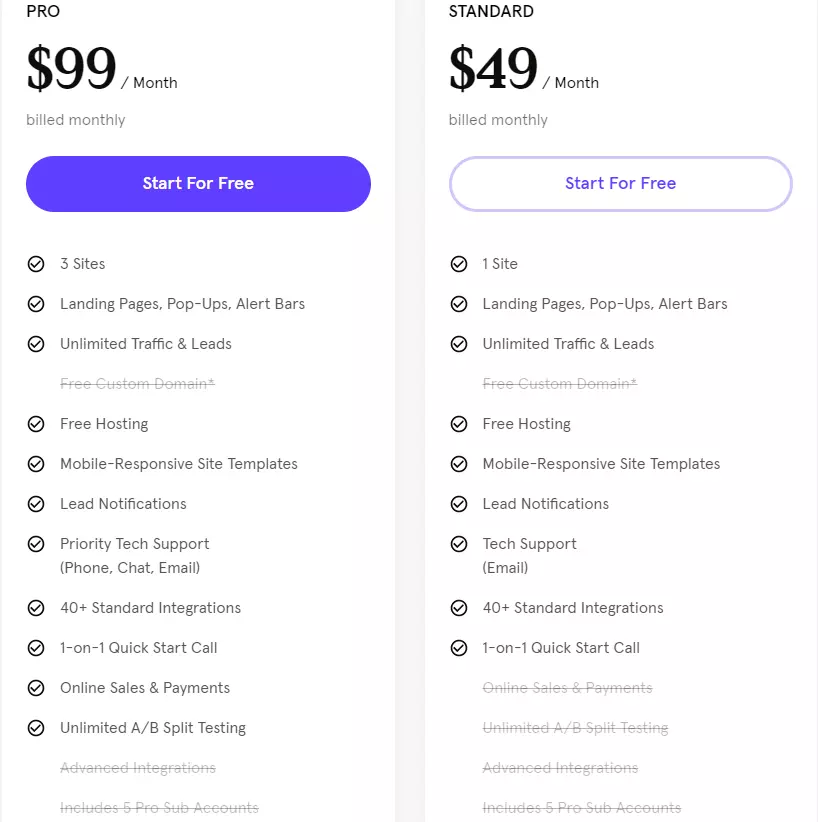 Pricing Table