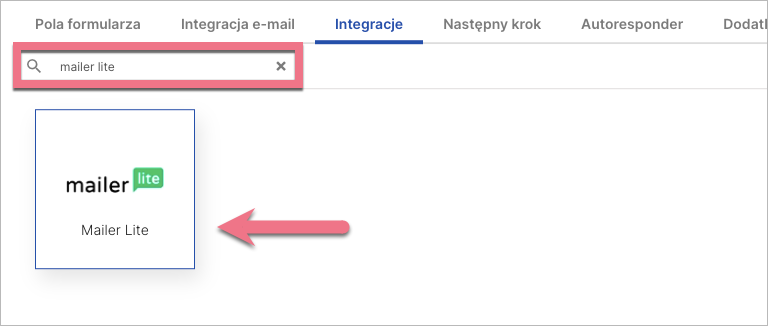 Wyszukiwanie integracji w Landingi