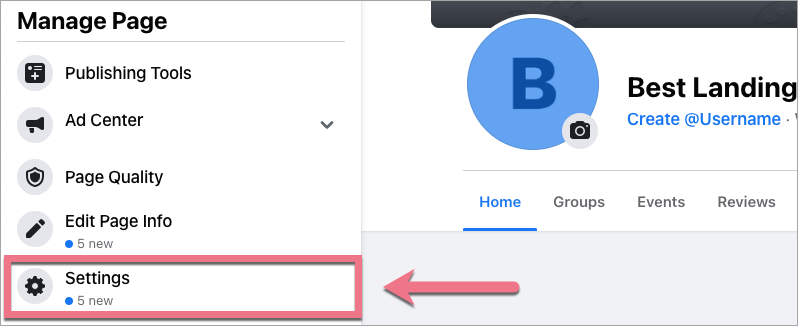 messenger on landing page
