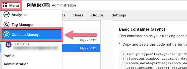 integracja Piwik PRO z Landingi - consent manager
