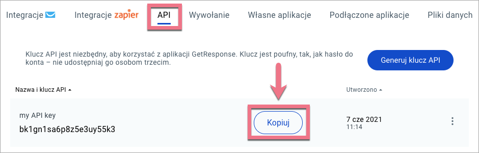 getresponse kopiuj api