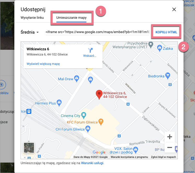 mapy google landingi