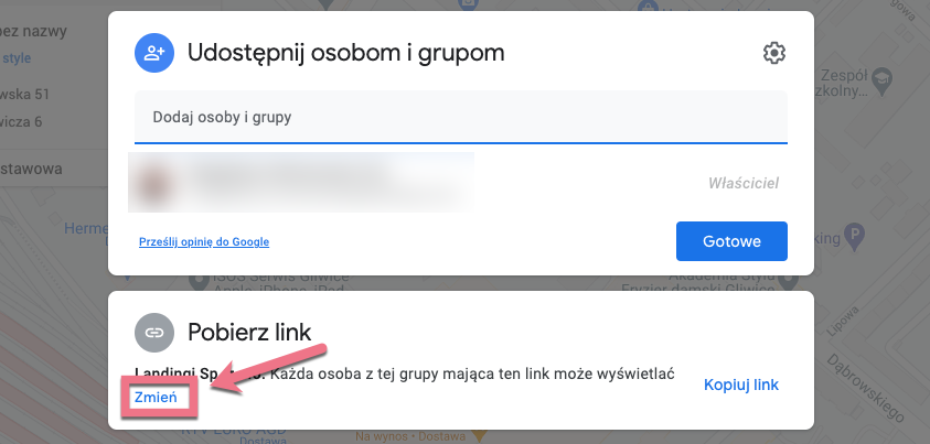udostępnianie mapy google