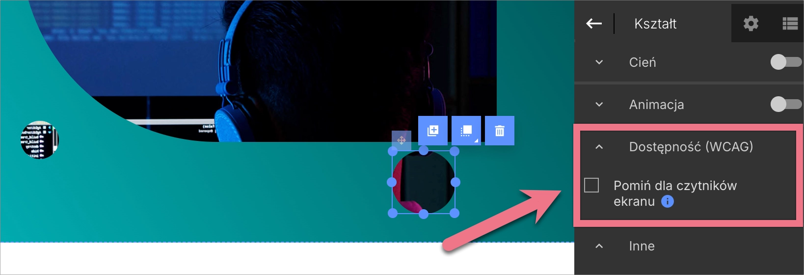 opcja Pomiń dla czytnik&oacute;w ekranu