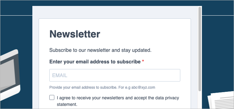 Formularz Brevo na landing page'u stworzonym w Landingi
