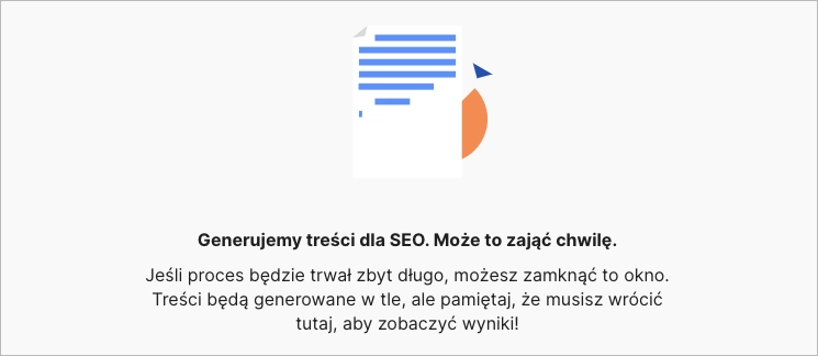 Generowanie treści SEO przez AI trwa kilka chwil