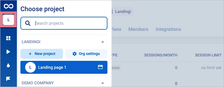 Wyb&oacute;r projekt&oacute;w w Smartlook
