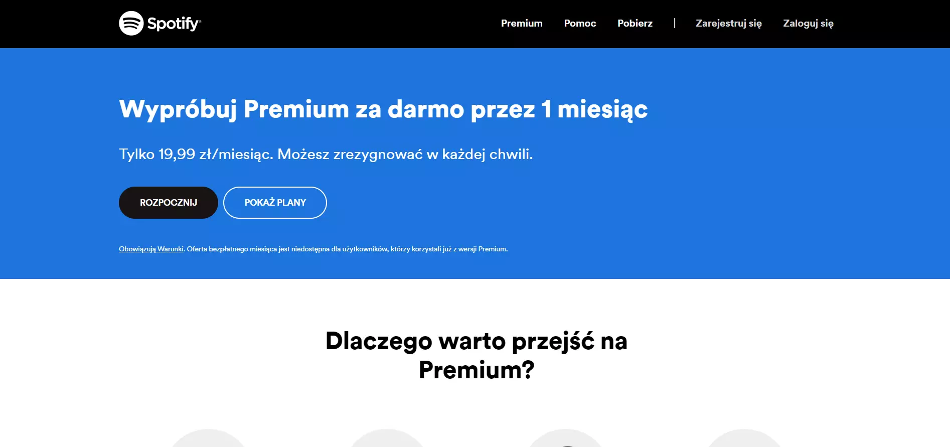 Dynamiczny landing page od Spotify