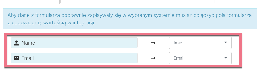 Połącz pola formularza dla integracji
