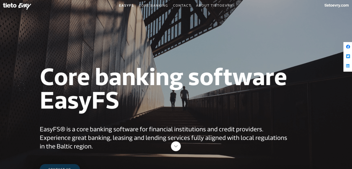 the hero section of finance landing page by Tietoevery