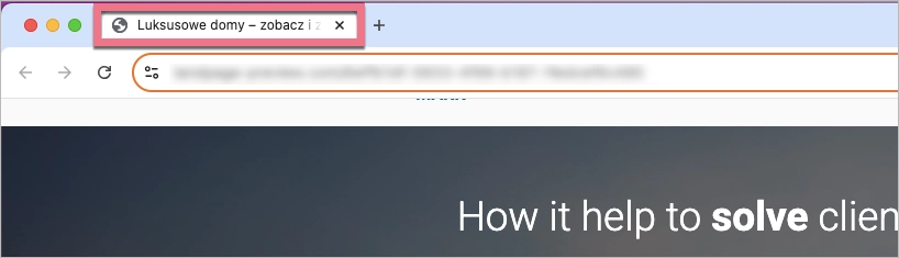 Tytuł landing page'a widoczny w zakładce przeglądarki
