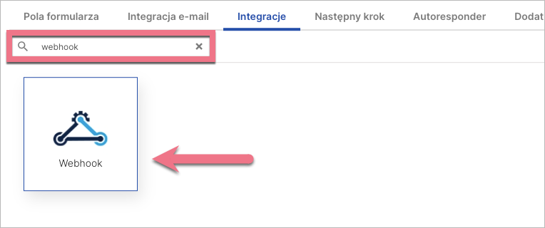 integracja landing page'a przez webhook