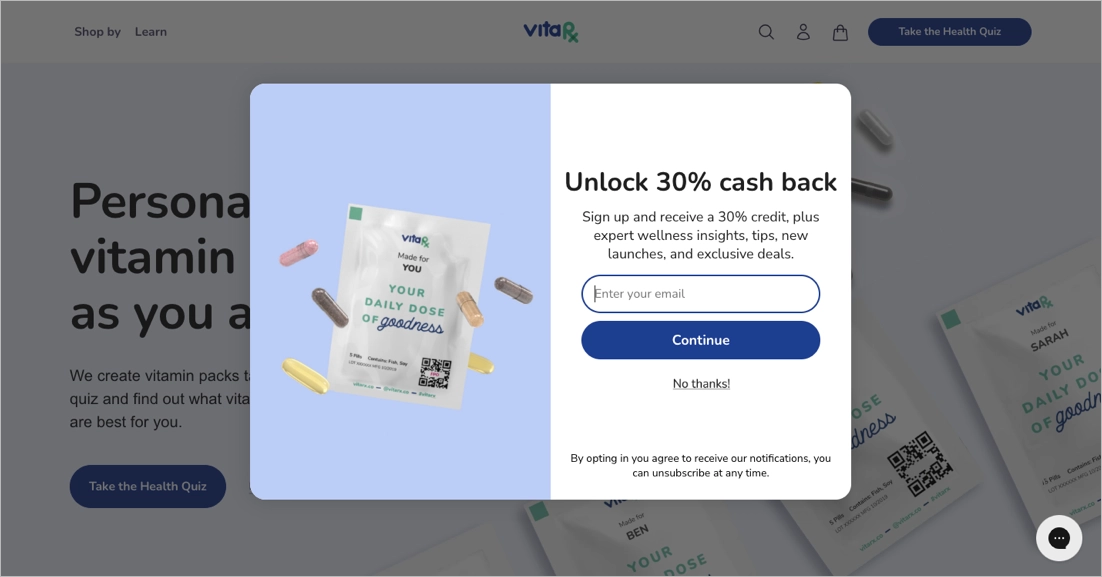VitaRX - uma caixa de luz inicial cujo objetivo &eacute; converter visitantes em inscri&ccedil;&otilde;es