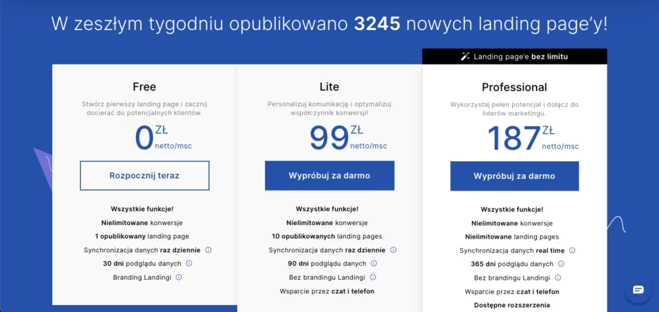 Cennik Landingi 2023