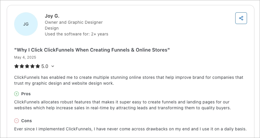Avalia&ccedil;&atilde;o positiva do ClickFunnels