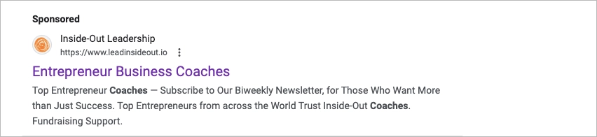 Ejemplo de anuncio PPC de b&uacute;squeda