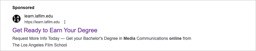 Ejemplo de resultado de b&uacute;squeda patrocinada